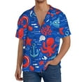 thumbnail image 7 of Lsque Nautical Animals print Men's Cuban Collar Short Sleeve Shirt Summer Beachwear Casual Button Down Fashionable Vacation Leisure Shirt-4X-Large, 7 of 7