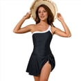 thumbnail image 3 of Trajes de Baño de una Pieza para Mujer, Vestidos de Traje de Baño, Traje de Baño con Control de Falda, Negro L, 3 of 9
