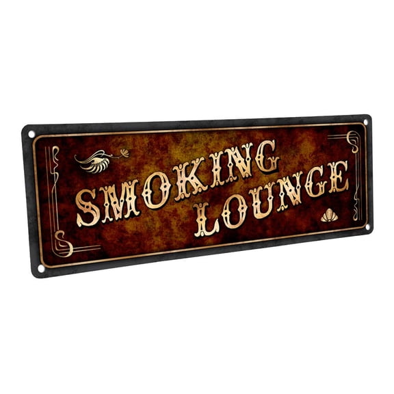 Smoking Lounge 4"x12" Metal Sign, Wall Décor for Home and Office