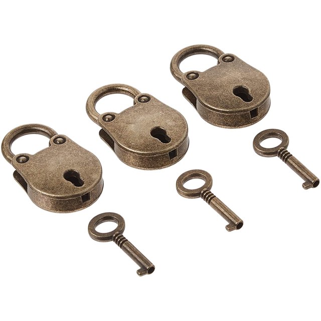 Candado Kathson, estilo antiguo, vintage, con llave (lote de 3)