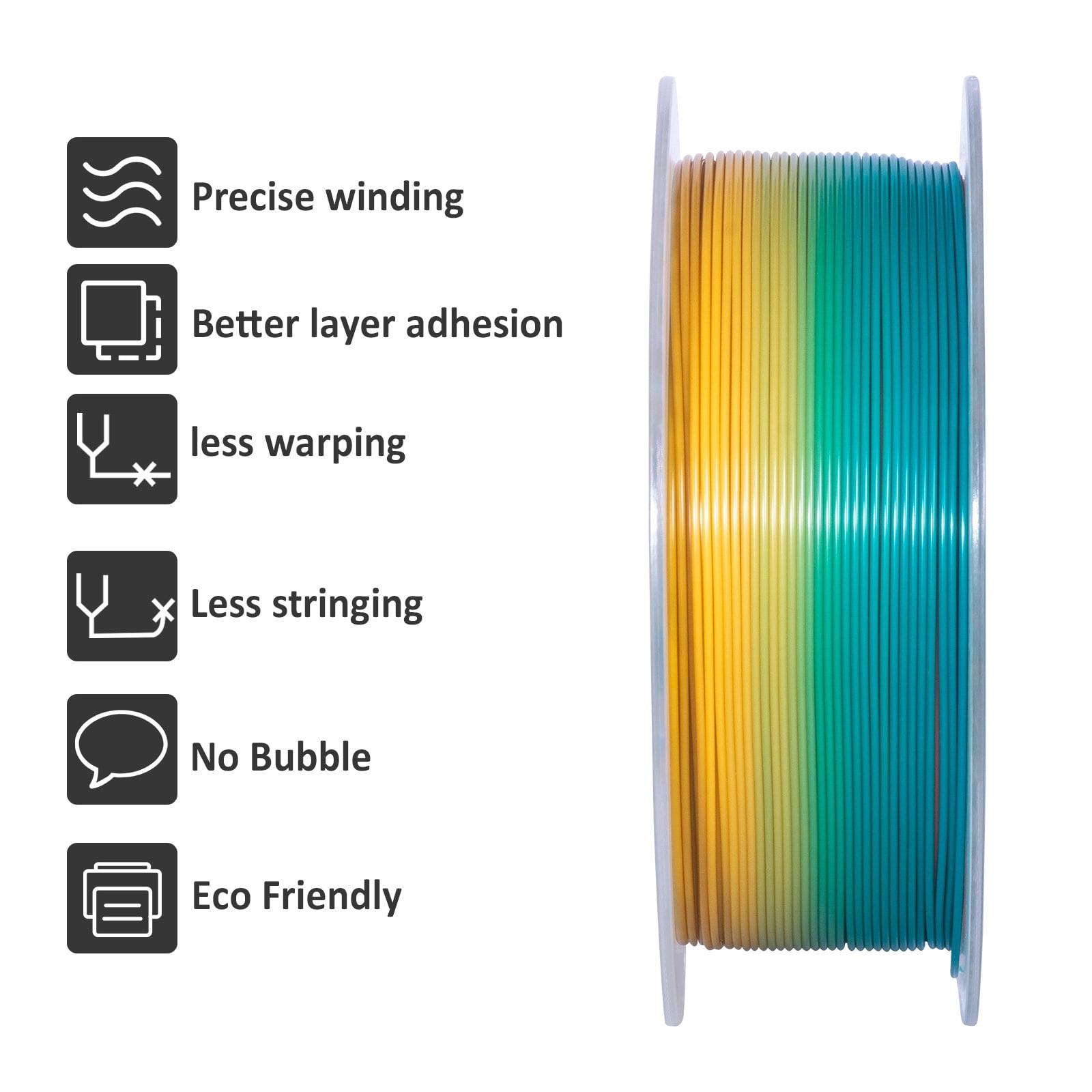 GEEETECH 3D Printer PLA Filament 1.75mm Gradient Color 10kg Spool (22lbs),Dimensional Accuracy +/- 0.03mm