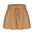 thumbnail image 7 of Lenpel Flowy Shorts for Women Summer Ruffle Elastic High Waisted Pleated Wide Leg Boho Casual Shorts Beach Vacation Clothes, 7 of 7