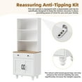 thumbnail image 4 of PORKISS Kitchen Pantry Storage Cabinet, Tall Kitchen Hutch Cabinet with 2 Doors and 3 Shelves, Modern Farmhouse Pantry Storage with Adjustable Shelf, Drawer for Living Room, Dining Room, White, 4 of 10