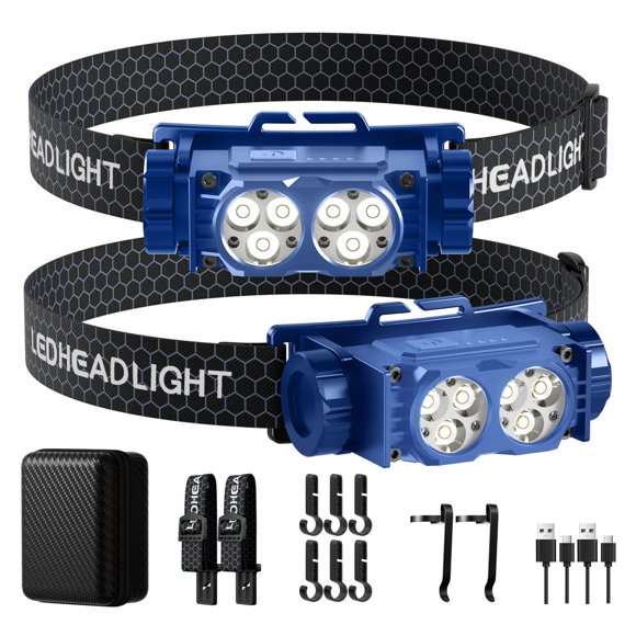 Linterna frontal keikuy 2 piezas LED recargable impermeable de 4500 lm