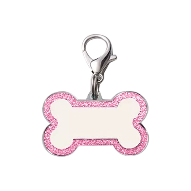 ONFD Dog Tags For Dog Tags And Cat Tags Dog Name Tag With 4 Lines Of Custom Text Deep Engraved Dog ID Tag Regular Size Glitter Bone Design