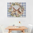 thumbnail image 2 of JEUXUS Easter Bunny Wall Art For Living Room/Bedroom, Canvas Bathroom Decor Wall Art Kitchen Office Framed Wood  Picture, Watercolor Flower Eggs Retro Buffalo Plaid  20x16in, 2 of 6