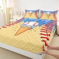 thumbnail image 5 of Meiyoeat Sport Baseball Queen Sheets 4 Pieces,Ice Cream Drip Queen Sheet Sets,Blue Red Yellow,1 Fitted Sheet,1 Flat Sheet and 2 Pillowcases, 5 of 6