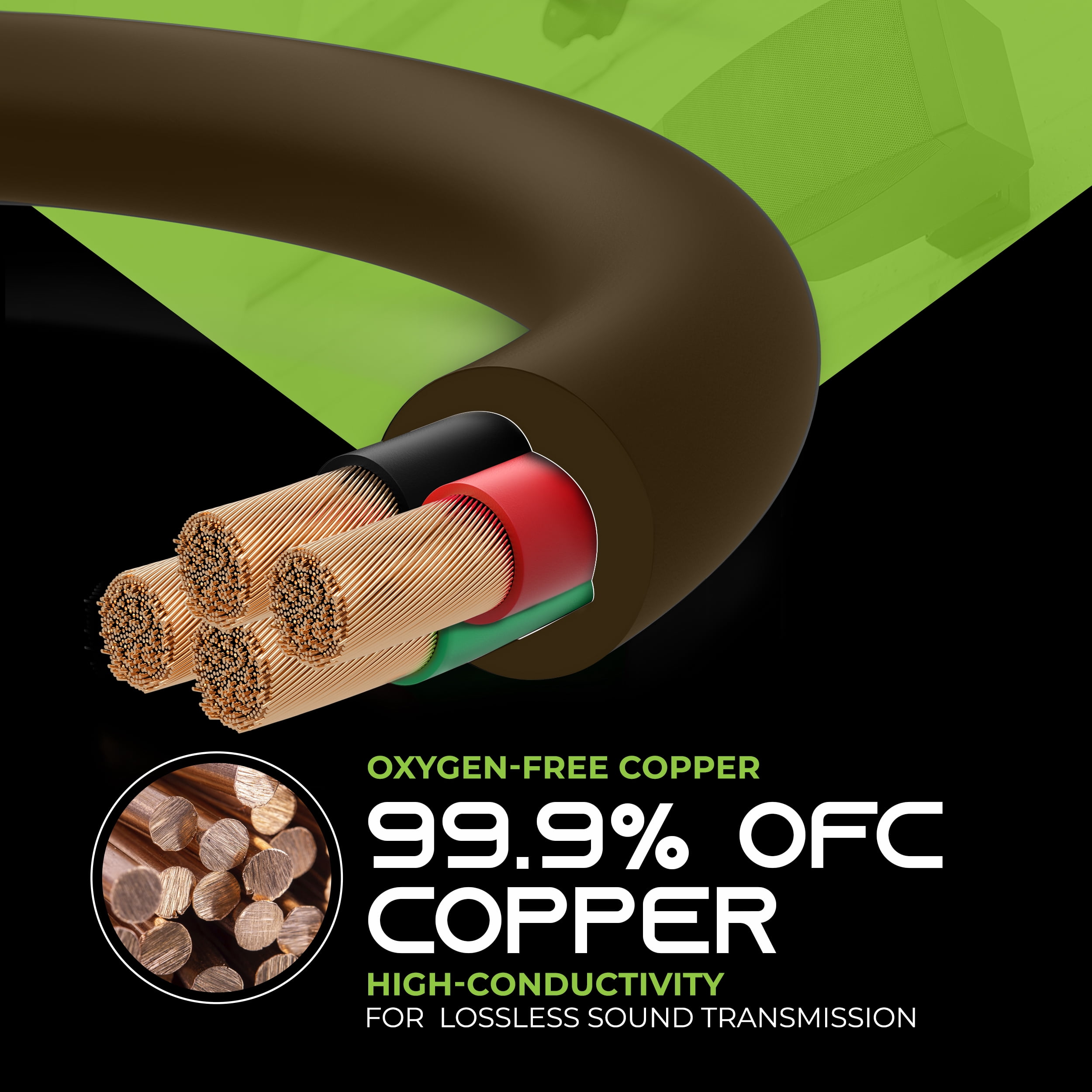 GearIT 14/4 Speaker Wire (100 Feet) 14AWG Gauge, Brown 4-Conductors / Outdoor Direct Burial in Ground / in Wall / CL3 CL2 Rated - OFC Oxygen-Free Copper, Brown 100ft
