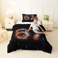 thumbnail image 4 of Manfei Sparkling Stars Print Twin Comforter Sets,Celestial Deep Galaxy Bedding Set,Black Orange Blue,Black Reversible,2pcs,1 Comforter and 1 Pillowcase, 4 of 7