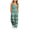 thumbnail image 2 of Taqqpue Girls Sleeveless Jumpsuit Spaghetti Strap Wide Leg Romper with Side Pockets Gradient Print Casual Summer Outfit Clothes for Girls Kids Size 5-16 Years, 2 of 9