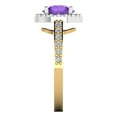 thumbnail image 3 of Clara Pucci 14K White/Yellow Gold Solid Gold Amethyst Halo Anniversary Ring for Women - 1.86 cttw Round Cut, 3 of 8