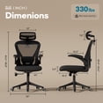 thumbnail image 3 of Ninecer Office Chair, Ergonomic Mesh Office Chair with Memory Foam Cushion, Computer Desk Chair with Wheels Adjustable Lumbar Support, Headrest, Flip-Up Armrests, Black, 3 of 4