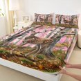 thumbnail image 4 of Castle Fairy Teens Cute Watercolor Deer Queen Sheets 4 Pieces,Birch Autumn Mushroom Queen Sheet Sets,Brown Pink White,1 Fitted Sheet, 1 Flat Sheet and 2 Pillowcases, 4 of 6