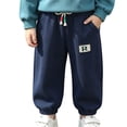 thumbnail image 2 of Boys Cotton Sweatpants Baggy Loose Casual Joggers Elastic Waist Drawstring Active with Pockets Kids School Uniform Trousers, 2 of 4