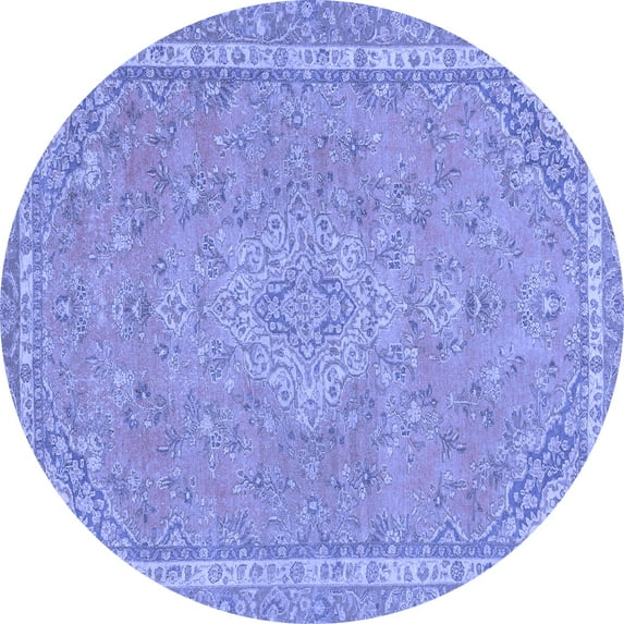 Ahgly Company Indoor Round Abstract Blue Modern Area Rugs, 8' Round