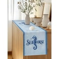 thumbnail image 2 of Blue Seahorse Marine Creature Table Runner 13x70in Non-Slip Cotton Linen Table Runners, Underwater Bubbles Dresser Scarves TableRunner for Dinner Kitchen Dining Wedding Party, 2 of 9