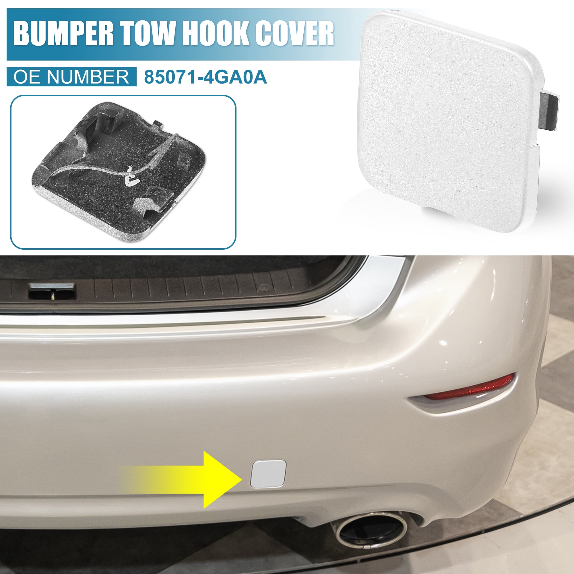 Unique Bargains Rear Bumper Tow Hook Cover for Infiniti Q50 2014-2018 White