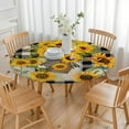 thumbnail image 2 of Round Tablecloth with Elastic Edge, Sunflower Print for Seasonal Home Decor, Water-Resistant Polyester Fabric, Fits 44-52 Inch, 2 of 4
