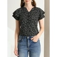 thumbnail image 5 of MODA NOVA Juniors Floral V Neck Tiered Short Sleeve Button Down Summer Blouse, 5 of 6