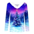 thumbnail image 4 of Womens Christmas Tops Faux Fur Trim V Neck Shirt Xmas Tree Print Long Sleeve Pullover Tops Vacation Outfits for Women, 4 of 4