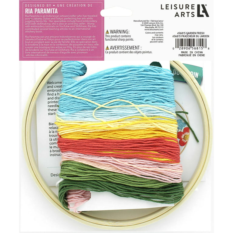 Leisure Arts Embroidery Kit 6 Garden Fresh V2 - embroidery kit for  beginners - embroidery kit for adults - cross stitch kits - cross stitch  kits for
