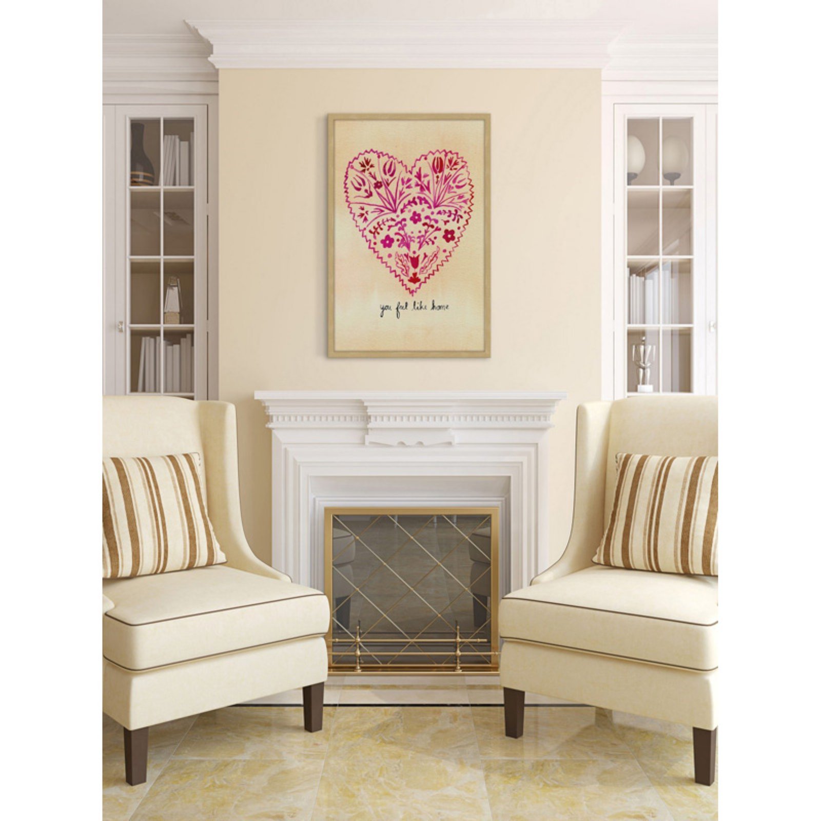 Marmont Hill "Folk Art Valentines" by Christine Lindstrom Framed Painting Print