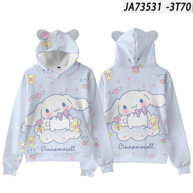 3D New Big-eareD Dog Cinnamon Dog Sanrio Cat Ear HooDeD Digital PrinteD HooDeD Sweatshirt ADult anD KiDsren's Clothing