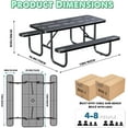 thumbnail image 2 of Esheno 6ft Heavy Duty Metal Picnic Table Set 4 Benches Black W Umbrella Hole For Patio Coffee, 2 of 7