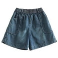 thumbnail image 5 of ABATAB Womens Jean Shorts Casual Loose Fit Denim Shorts Wide Leg Elastic Waisted Fashion Denim Shorts with Deep Pockets, 5 of 6