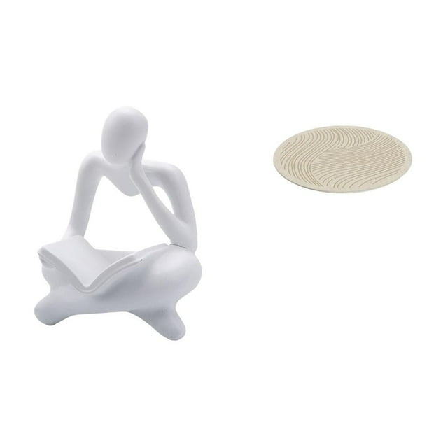 Figura de lector abstracto con estatua de pensador abstracto. Figura humana. Coleccionables para estantería de oficina. Alfombra decorativa de entrada
