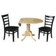 thumbnail image 3 of International Concepts Solid Wood 3-Piece Dining Set with 42 in. Dual Drop Leaf Table and 2 Ladder Back Dining Chairs in Natural/Black, 3 of 8