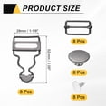 thumbnail image 2 of Uxcell 8 Set Hebillas de overoles de metal, Clips de tirantes de 1-1/8", Reemplazo de hebilla ajustable con deslizadores y botones para pantalones de tirantes, Gris oscuro, 2 of 6