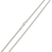10K White Gold 1mm Miami Cuban Chain, FREE Microfiber Cloth, Solid Gourmette Curb Link Mens Womens Necklace, Giorgio Bergamo