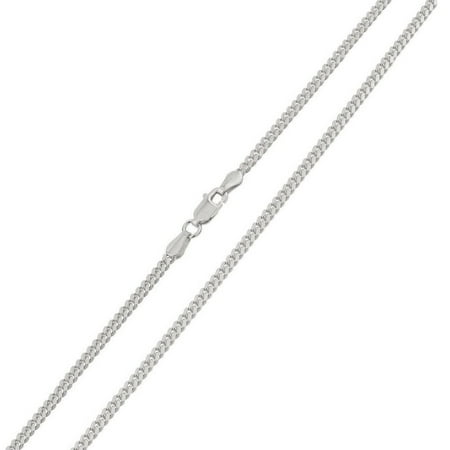 10K White Gold 1mm Miami Cuban Chain, FREE Microfiber Cloth, Solid Gourmette Curb Link Mens Womens Necklace, Giorgio Bergamo