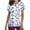 Blue, variant on Ladies Tops and Blouses Casual Fashion Printed Short Sleeve V-Neck Pocket Work Top