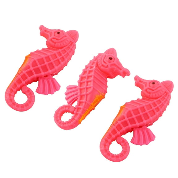 Unique Bargains  3 Pcs Fish Tank Aquarium Plastic Artificial Seahorses Pink Orange 2.2 Inch Long