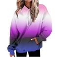 thumbnail image 2 of Jinhomg 2024 Trendy Hoodie for Women Plus Size Gradient Color Pullover Tops Fall Casual Comfy Long Sleeve Hooded Sweatshirt with Kangaroo Pocket Sales Today Clearance Women Purple L, 2 of 5