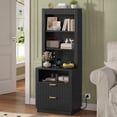 thumbnail image 4 of Afuhokles Tall Fluted Nightstand, Bedside Table with 2 Drawers and Open Shelf, Black, 4 of 7