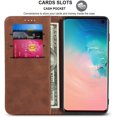 thumbnail image 3 of for Samsung Galaxy S10 Wallet Case,Premium PU Leather Flip Folio Case with Card Slot, Stand Holder and Magnetic Closure [TPU Shockproof Interior Protective Case] for Samsung Galaxy S10,Brown, 3 of 12