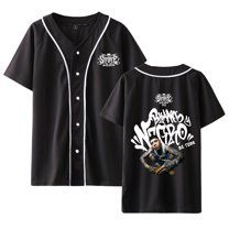 Santa Fe Klan Jersey Blanco y Negro US Tour Unisex Casual Short Sleeve Shirt Baseball Jersey