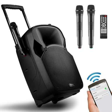 Portable Microphone Speaker Frisby FS-4055PA Portable Rechargeable Bluetooth Karaoke Speaker System w/ 2x Wireless Mics, Remote Control, FM Tuner, SD/USB Player & AUX Input for Tablets, Smartphones & Laptops ()