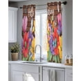thumbnail image 5 of Spring Flowers Sheer Curtains 45 Inch Length 2 Panels Set for Living Room/Bedroom, Watercolor Farmhouse Colorful Wooden Grain Kitchen Curtains Grommet Semi-Sheer Curtains Window Treatments 42"x45"x2, 5 of 7