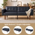 thumbnail image 4 of MIKIBAMA 68.11 Inch Black 2 Seat Fabric Mid Century Modern Convertible Futon Sofa Bed Tufted Split Back With Solid Wood Legs for Small Spaces, 4 of 7