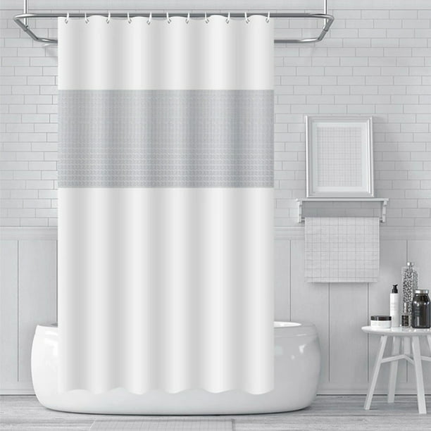 Cortina de ducha impermeable de EVA empalmada, 180 x 180 cm | Cortina de baño gruesa sin perforaciones con ganchos | Panel impermeable y permeable a la luz, material EVA duradero | Negro, blanc