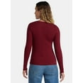 thumbnail image 3 of Time and Tru Women's Ribbed Square Neck Top with Long Sleeves, Size XS-XXXL, 3 of 5