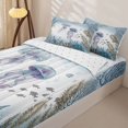 thumbnail image 3 of Erosebridal Jellyfish Marine Zipper Full Size Comforter Sets with Fitted Sheet and 2 Pillowcases,Lavender Tentacle Coral Dolphin Ocean Zipper Bedding Set For Boys,Reversible,4-Piece, 3 of 7