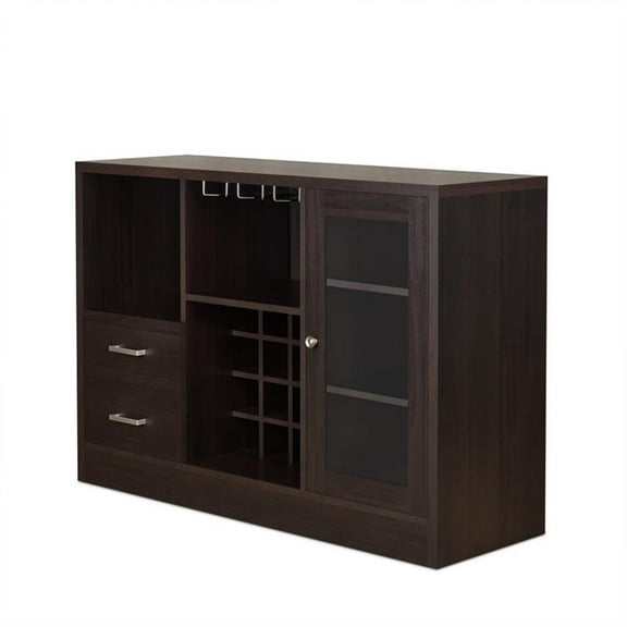 Bowery Hill Particle Board Espresso Server Rectangular Wine Bottle Rack 33" H x 47" W x 16" D