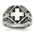 thumbnail image 1 of Beautiful Stainless Steel Polished & Antiqued Cross Ring, 1 of 2