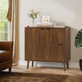 thumbnail image 5 of Semiocthome 32" Farmhouse Sideboard Buffet Cabinet, Wood Storage Cabinet, Walnut, 5 of 7
