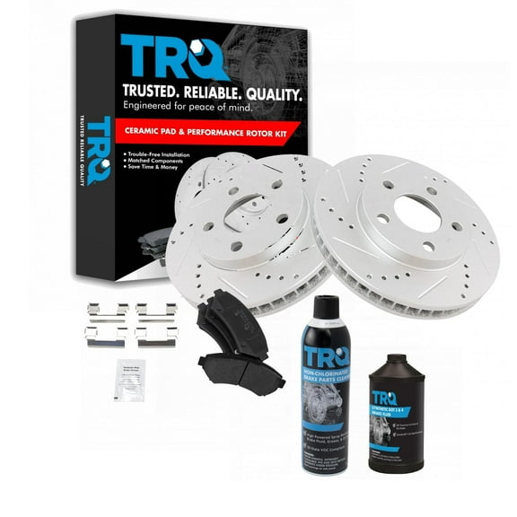 TRQ Front Performance & Brake Rotor & Metallic Pad Kit w/Chemicals BKA16487 Fits select: 2000-2005 BUICK LESABRE, 1997-2005 BUICK CENTURY